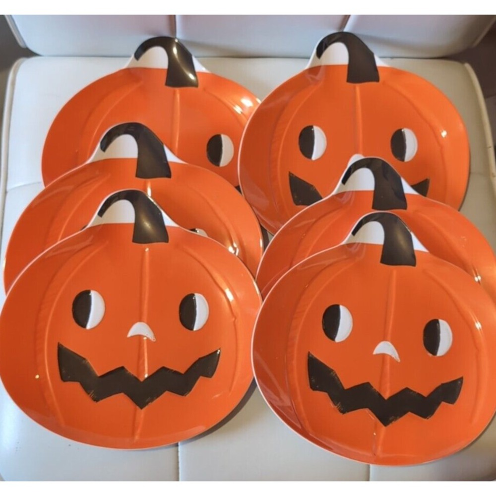 Hyde & Eek Melamine 9in Pumpkin Plate NEW set of 6